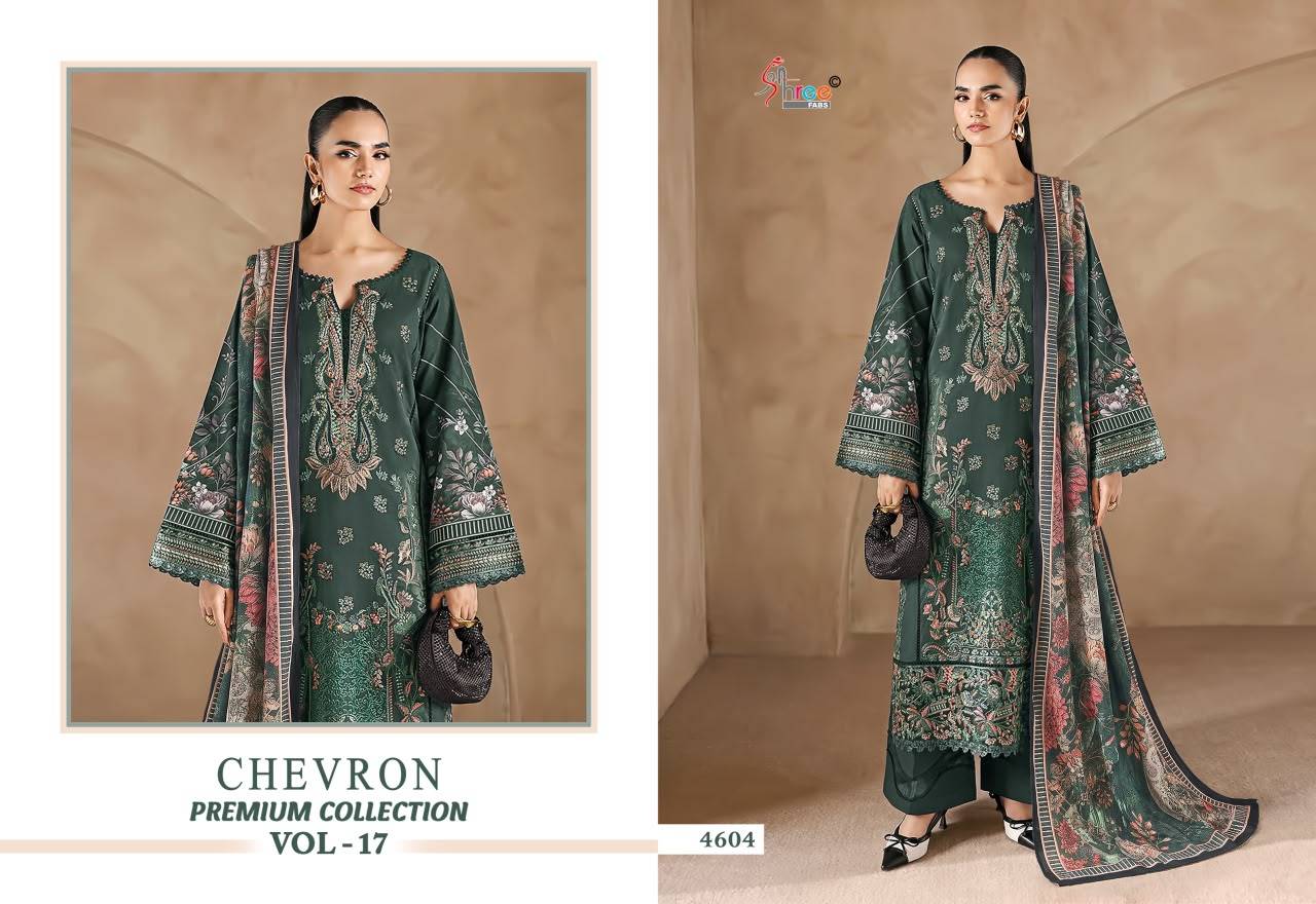 CHEVRON VOL 17 BY SHREE FABS 4601 To 4608 Series Indian Traditional casual wear Pakistani pure cotton dresses At Wholesale Price
